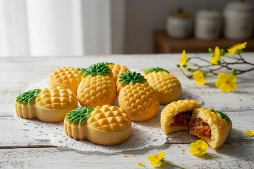 Học làm bánh dứa.